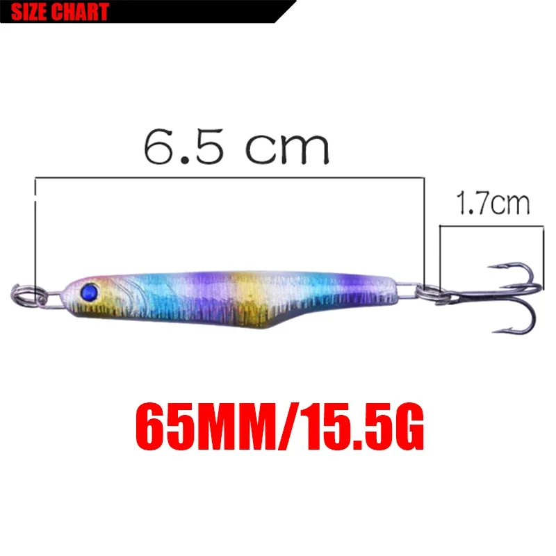 Señuelo de pesca con cuchara de Metal, 6,5 cm, 15,5g, Swimbait que se hunde, Wobblers con anzuelos triples, cebos duros artificiales, aparejos de pesca de lubina, 1 ud. - imagen 2