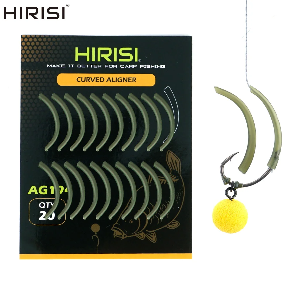 Hirisi Kickers anzuelo de carpa pelo vástago curvo alineador mangas