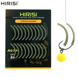 Hirisi Kickers anzuelo de carpa pelo vástago curvo alineador mangas