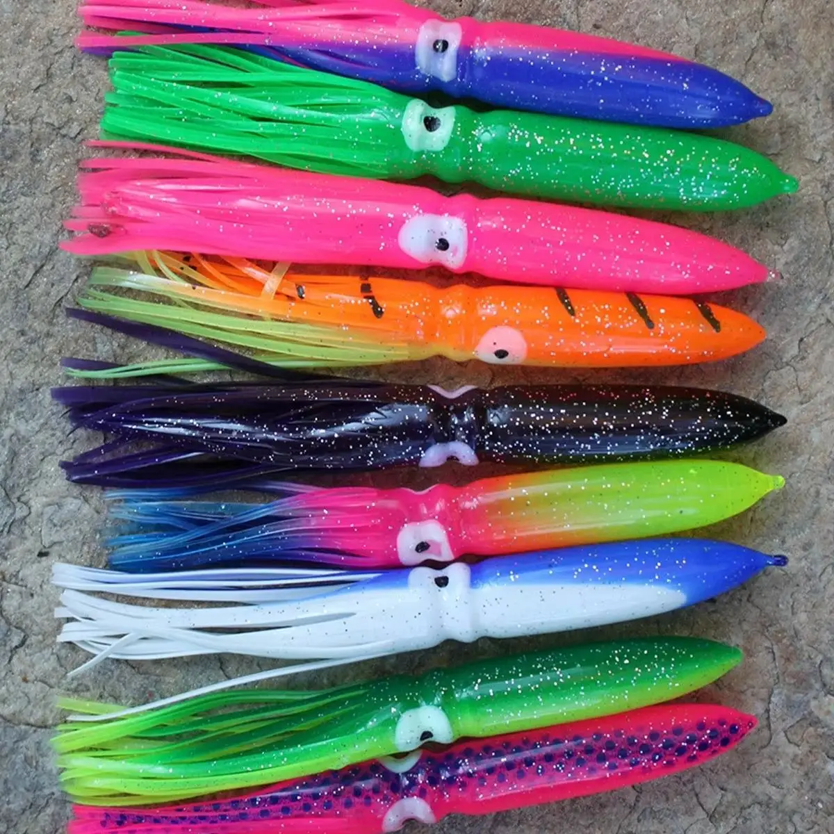 1 unidad de faldas de calamar de repuesto de 22cm, señuelo Marlin atún Wahoo, gran juego, señuelo de pesca en alta mar, cebo de falda de pulpo de curricán suave - imagen 3