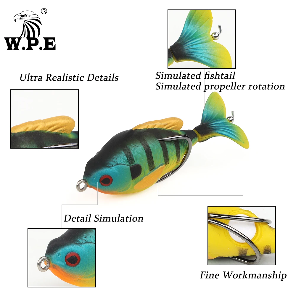 W.P.E 1 Uds. Señuelo de Pesca 75mm 10 colores señuelo suave falso señuelo TopWater simulación flotante cebo Artificial aparejos de Pesca Pesca - imagen 5