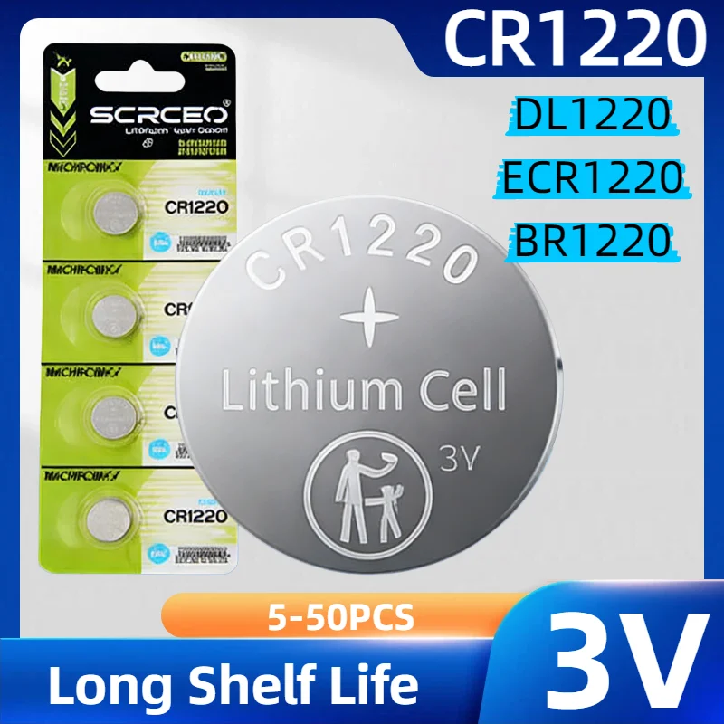 Pilas de Botón Litio 3V CR1220 DL1220 ECR1220 para Llaves y Relojes - imagen 5