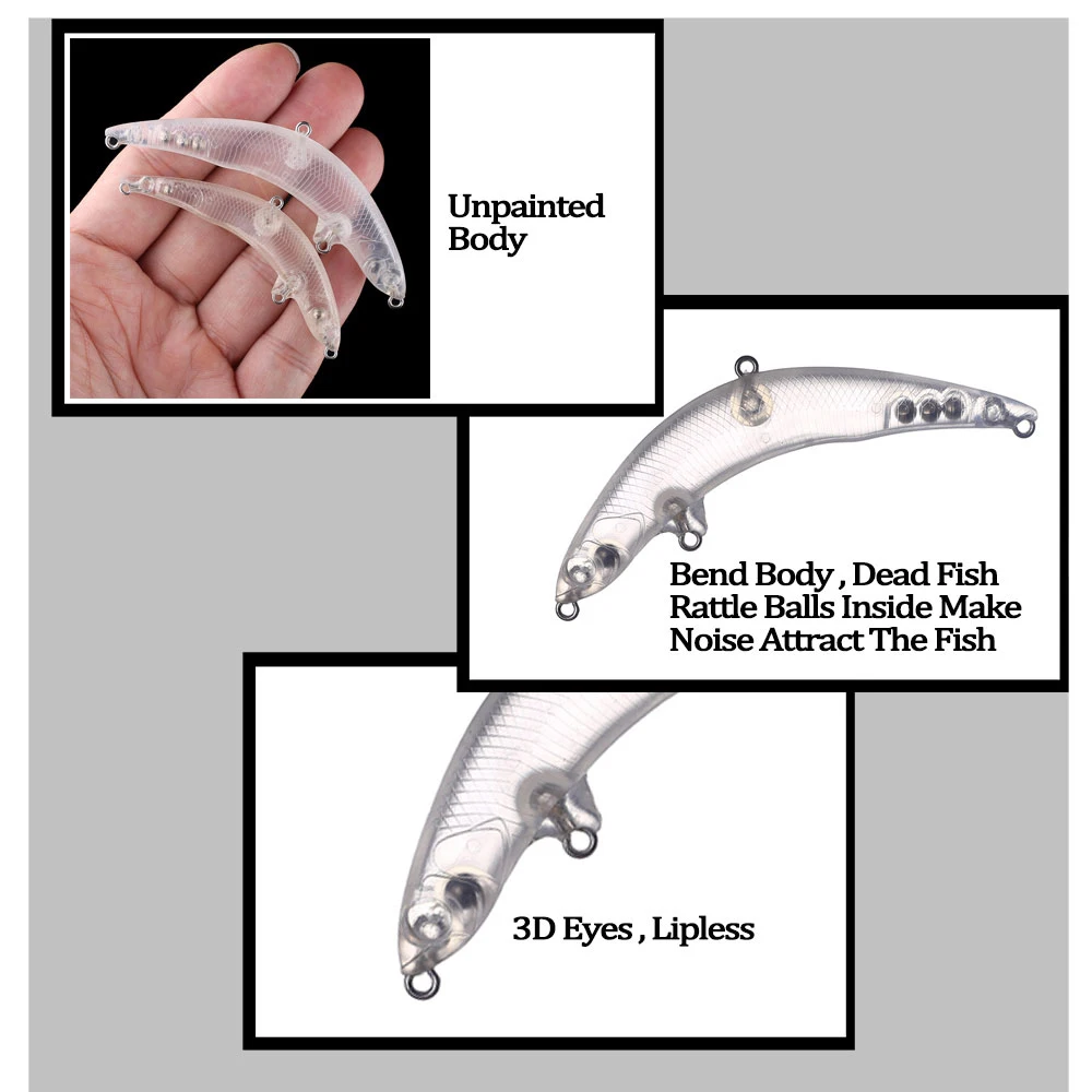 Chan'sHuang-cebo en blanco sin pintar, 20 piezas, 7cm/8,5 cm, sonajeros flotantes, lápiz doblado, pez muerto, señuelo de pesca Artificial DIY - imagen 4