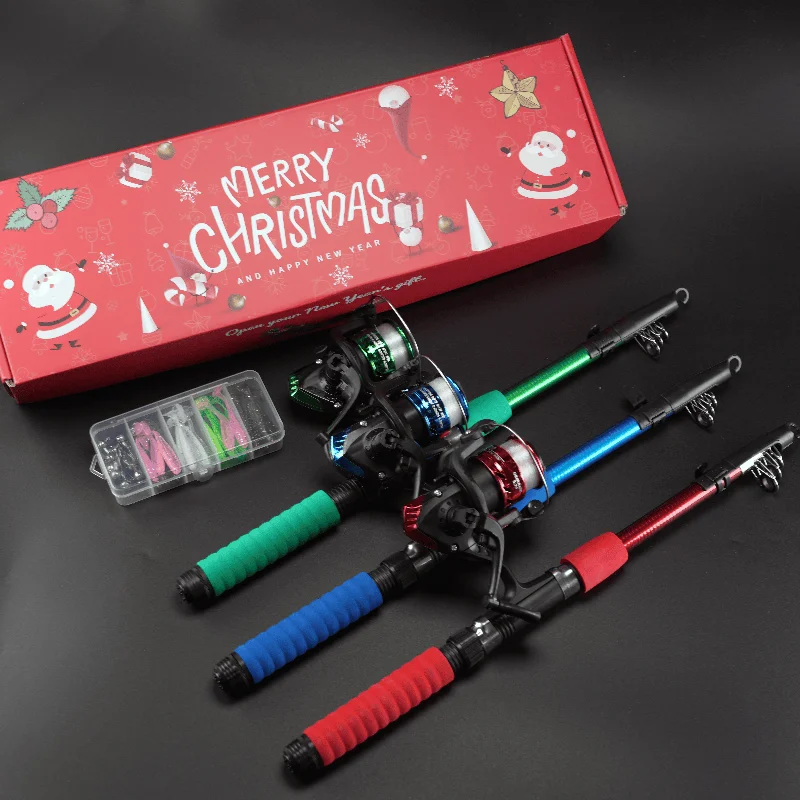 BRAVMACK Kit completo de pescador para Navidad: combinación de caña de pescar y carrete equipado con pinza para peces y juego de señuelos |   Regalo navideño - imagen 2