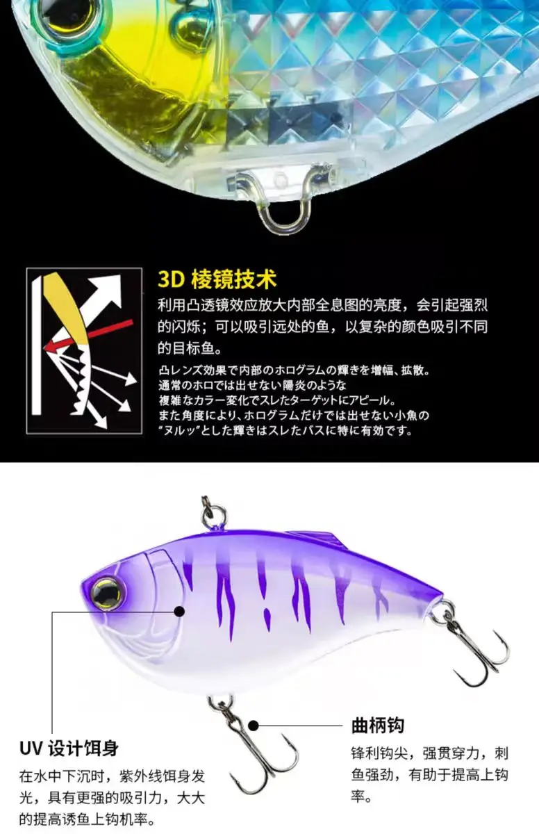 YO-ZURI Youzhu cebo duro VIB de plástico R1439 agua de mar fresca 3DR-X prisma placa sin lengua señuelo gordo cebo falso - imagen 5