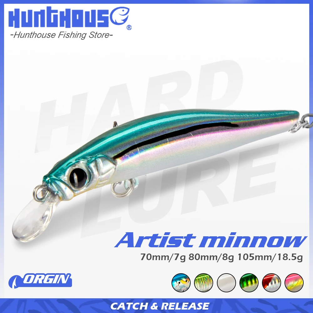 Hunthouse Minnow Jerkbait para lubina - Señuelo hundido Wobbler