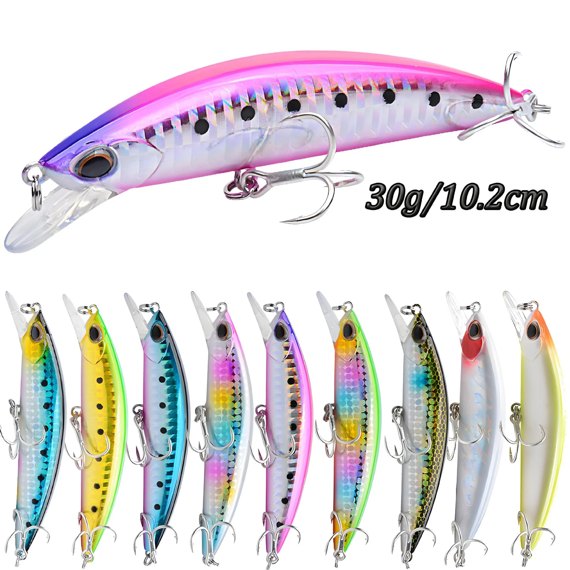 NUNATAK cebos de lanzamiento de largo alcance Señuelos de pesca de mar señuelo que se hunde ojos 3D 9,5 CM/30G 10,2 CM/30G cebos duros cebos de pesca de lubina