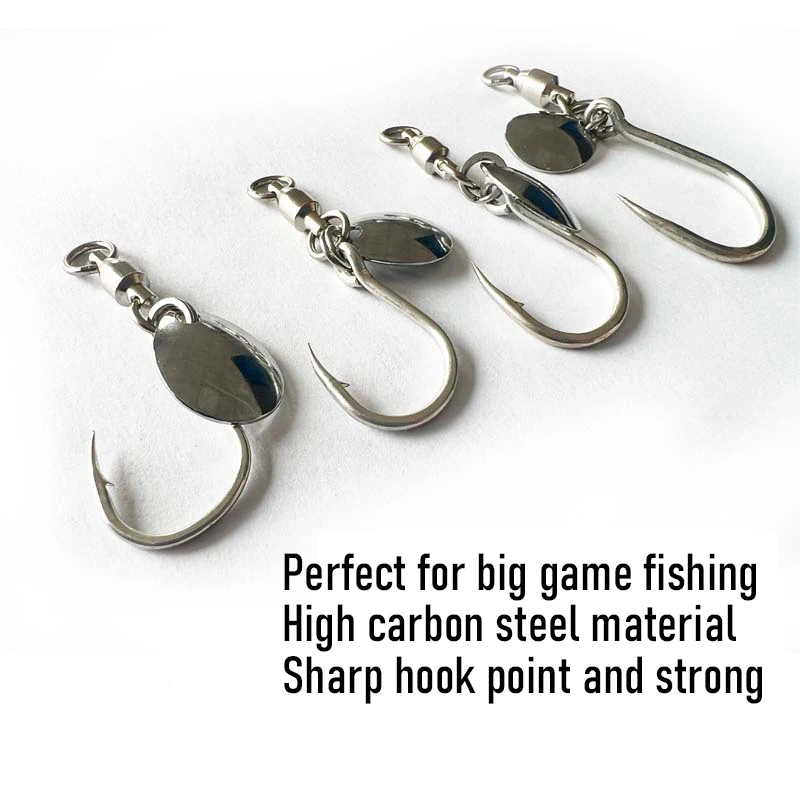 Anzuelo giratorio de pesca en el mar, anzuelo único para cuchara, plantilla de Metal con rodamiento de bolas, hoja de Colorado giratoria, caballa, atún, saltato, 3 piezas - imagen 5