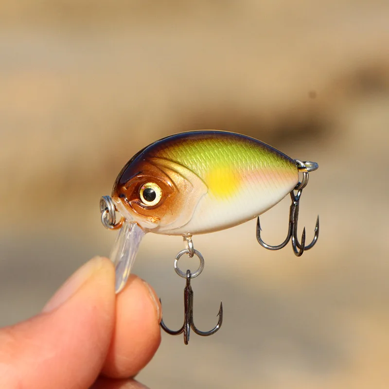 1 cebo de manivela Minnow señuelo de Pesca 3,7g 32mm cebo duro calidad anzuelos triples Wobbler flotante Pesca aparejos de pececillo - imagen 5