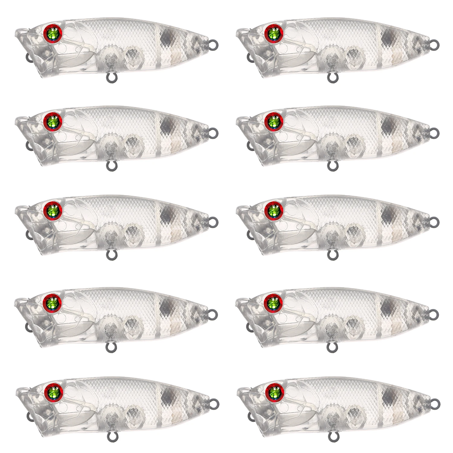 Señuelos Popper sin pintar Free Fisher – Cebo DIY transparente - imagen 4