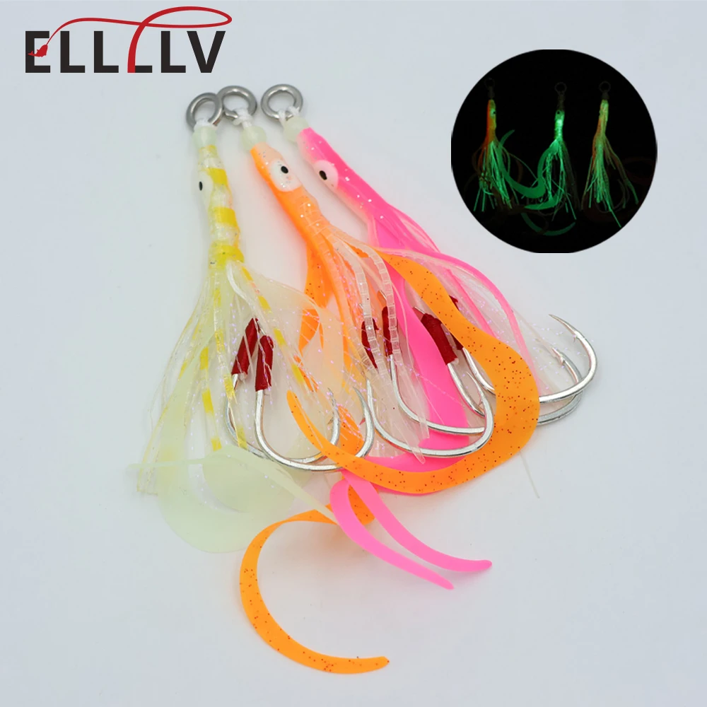 Faldas de calamar luminosas Ellllv con anzuelos assist slow jigging - imagen 2