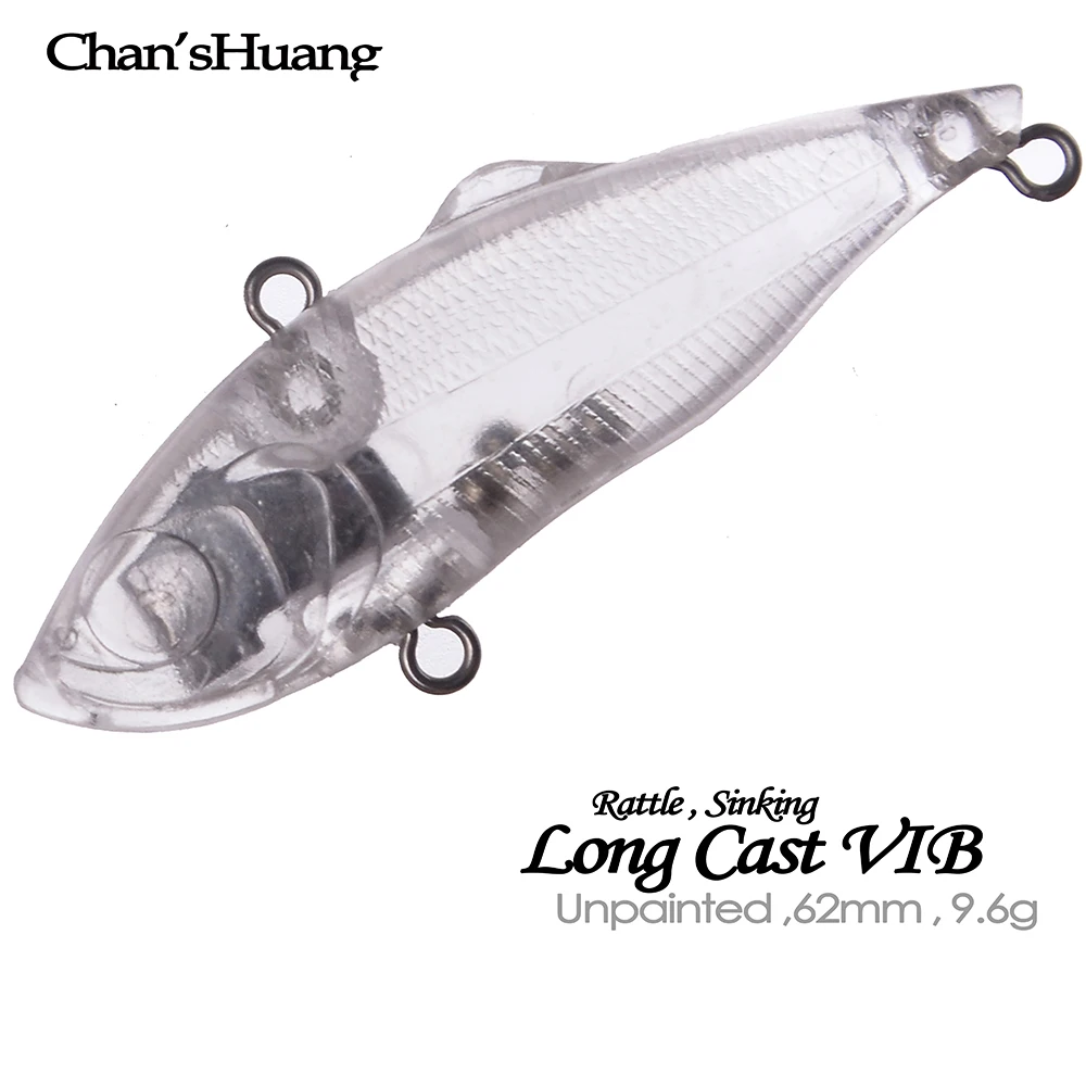 Chan'sHuang 20 piezas cebo en blanco sin pintar 9,6g/62mm sonajero vibración de fundición larga VIB DIY señuelo de pesca Artificial hecho a mano
