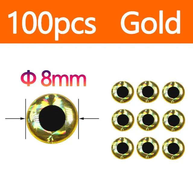 Gold 100pcs 8mm