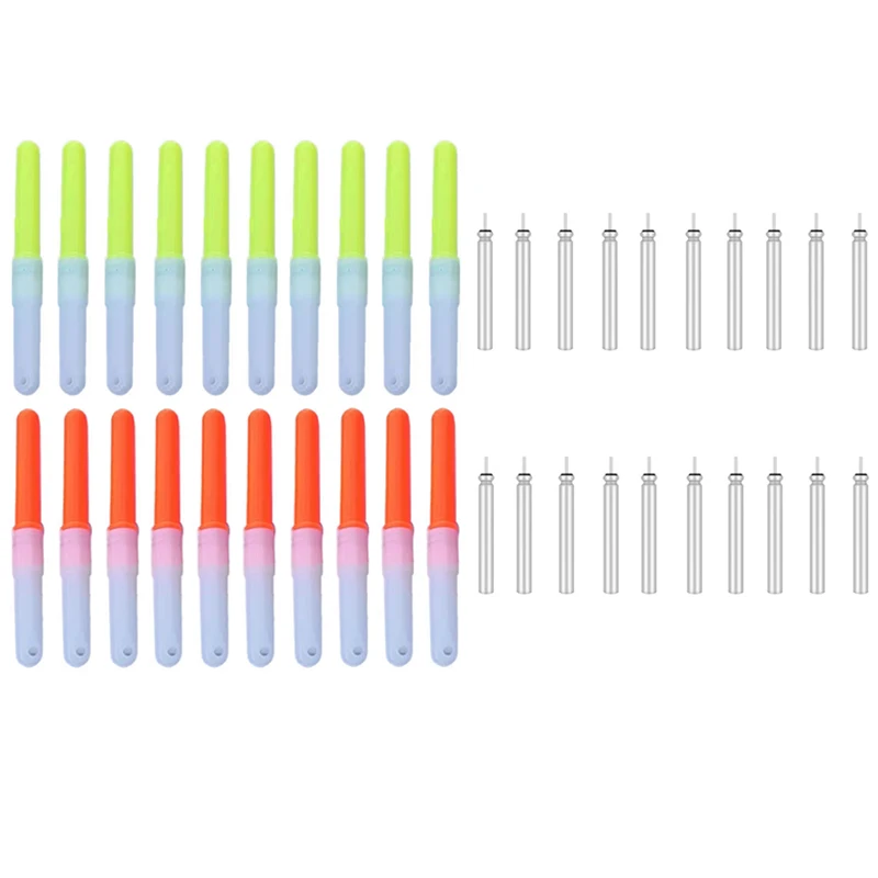 20 unids/lote palo de luz eléctrico con 20 baterías cr322, lámpara brillante, accesorio de flotador de pesca, barra de luz Led para pesca nocturna