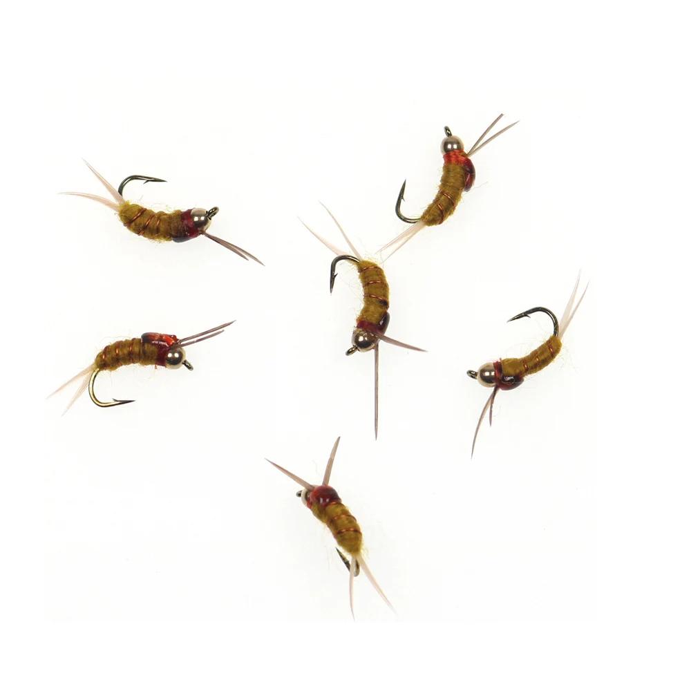 ICERIO-SEÑUELOS de pesca con mosca, 6 unidades, incubación, mayfly Nymph caddis, ninfas, trucha, 12 #