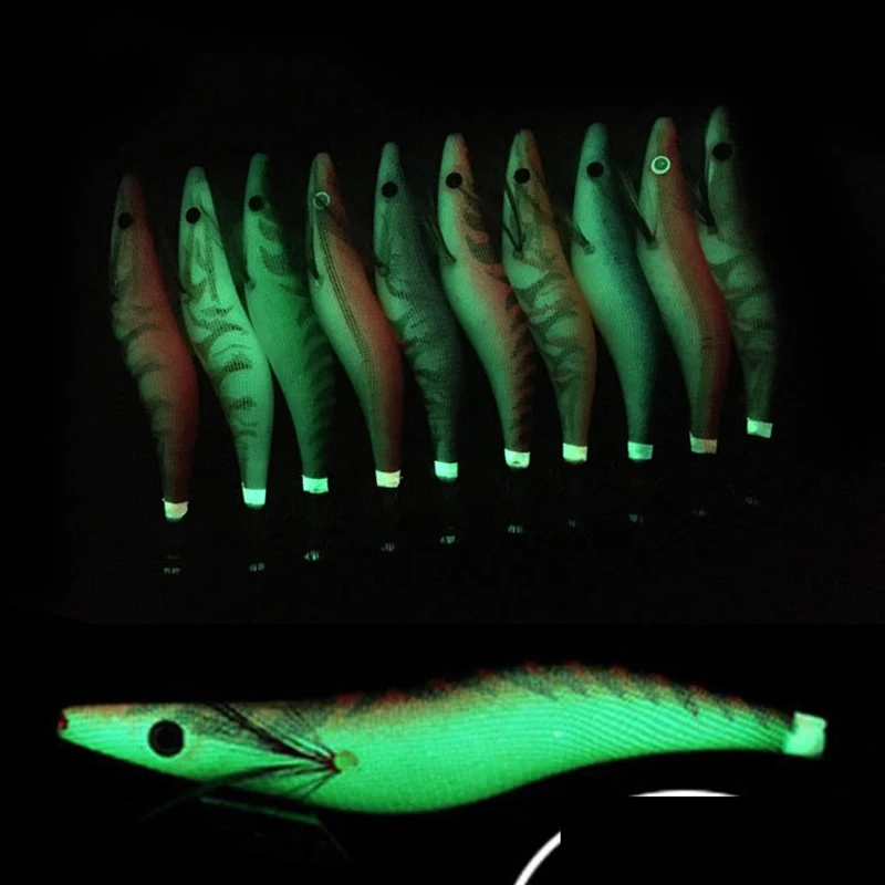 10 Uds. Cebo de pesca de calamar, anzuelo de gamba, ojos 3D, pulpo luminoso, plantilla de plomo, señuelos, sepia 3,5 #   19,5g - imagen 4