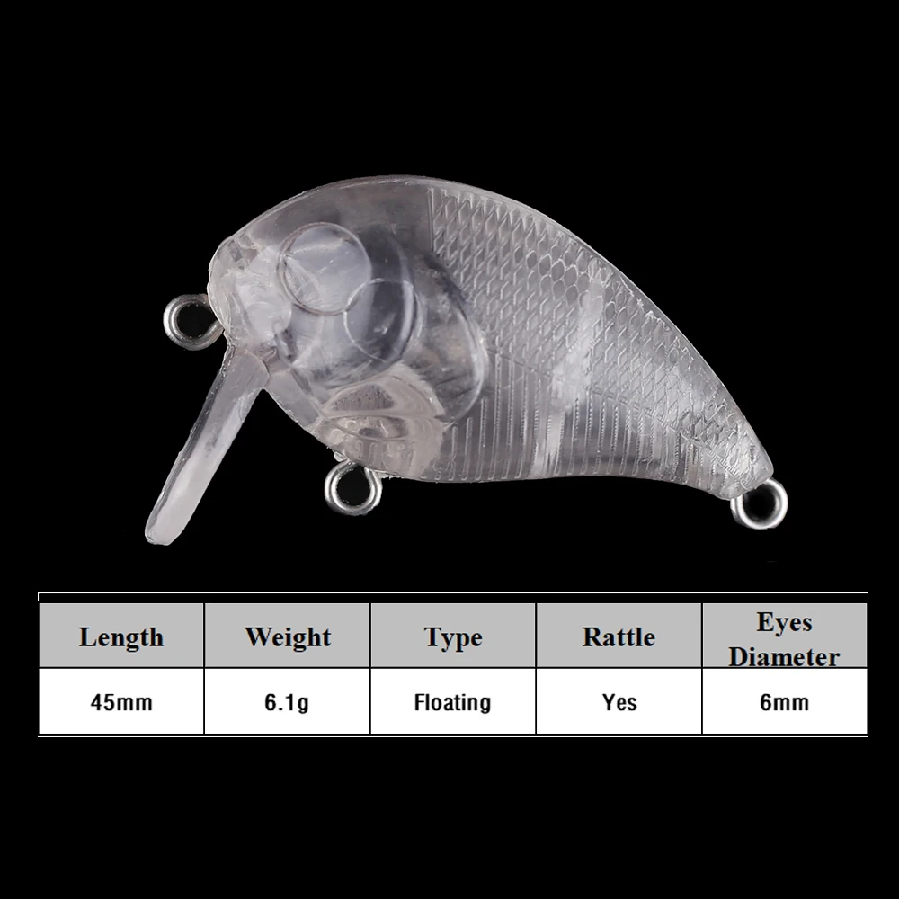 Chan'sHuang-Señuelos de Pesca en blanco, 30 piezas, Crankbait sin pintar, 45mm, 6,1g, Mini cebo flotante, Wobblers, hecho a mano - imagen 2
