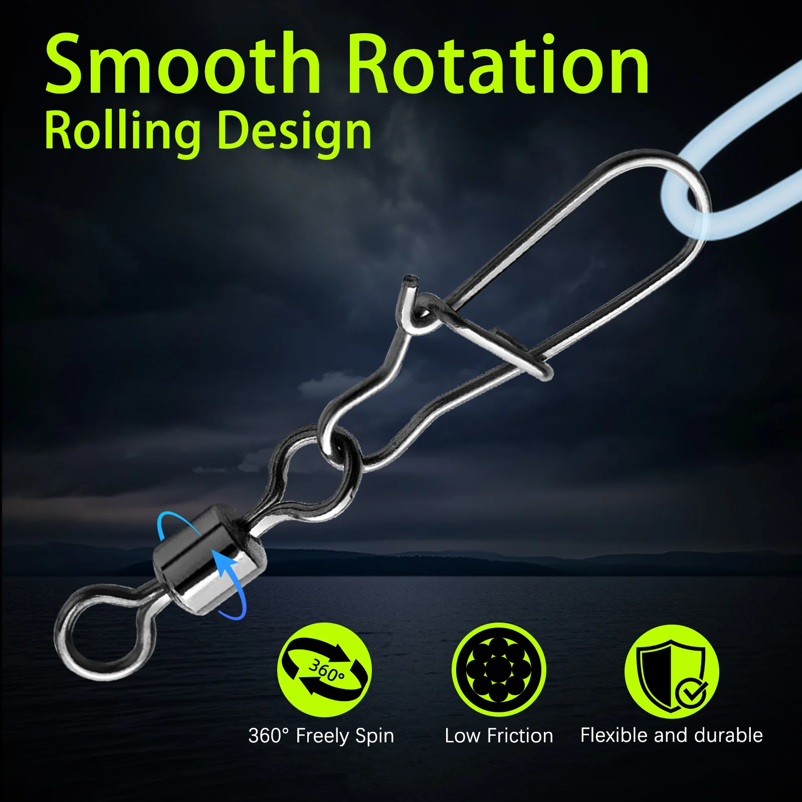 Duo-lock Snap giratorios 50 ~ 200 Uds pesca giratoria Snap latón inoxidable pesca en agua salada barril rodante conectores giratorios aparejos - imagen 3