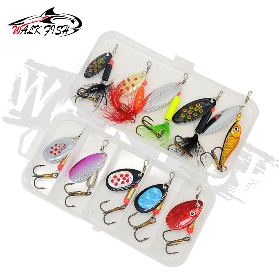 WALK FISH-señuelo de pesca de Metal con lentejuelas, cebo Artificial con caja, cuchara, colores mezclados, Invierno - imagen 4