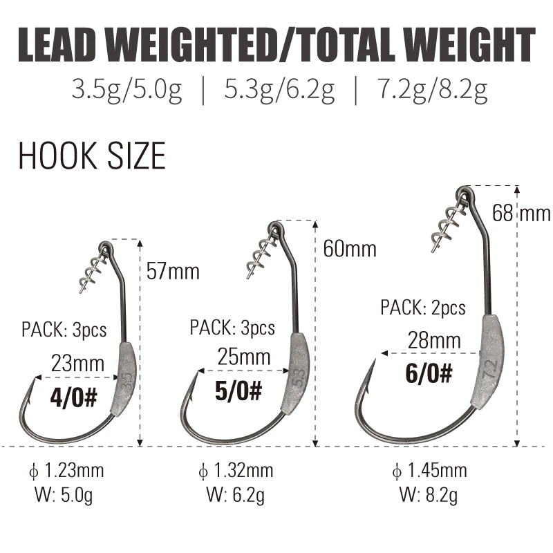 LUREHOLIC-anzuelo de gusano con peso de plomo, con Spinner de alta velocidad, 3,5g-3 uds/5,3g-3 uds/7,2g-2 uds., cabezal de anzuelo de pesca con señuelo - imagen 2