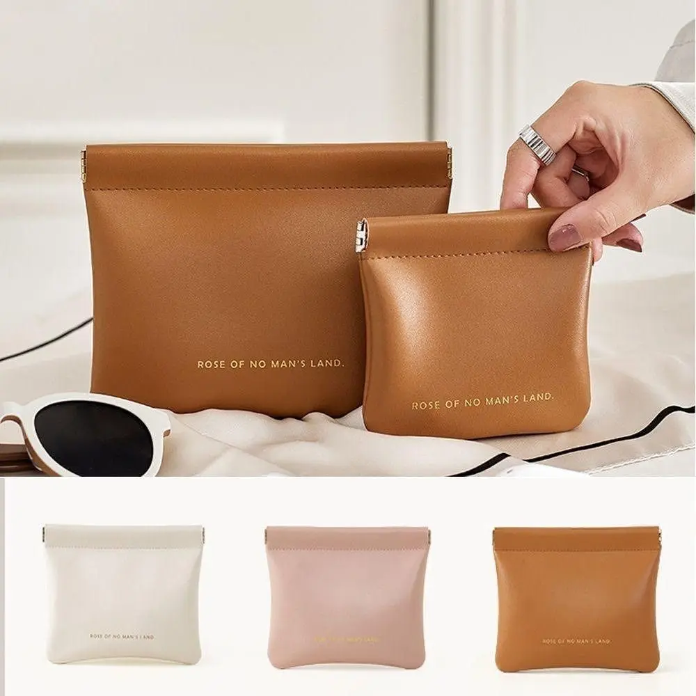 Bolsa de almacenamiento de maquillaje para lápiz labial Simple, Mini llavero portátil a la moda para mujer, joyería, organizador de cosméticos, bolso de mano, bolsas pequeñas de Pu, regalo - imagen 2