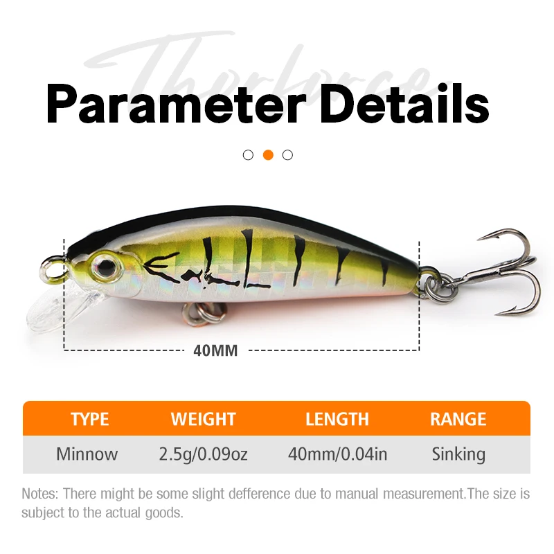 THORFORCE 4CM 2,5G Micro suspendido Minnow señuelo de pesca Jerkbait Mini cebo duro de plástico Artificial lento Wobblers Swimbait Crankbait - imagen 2