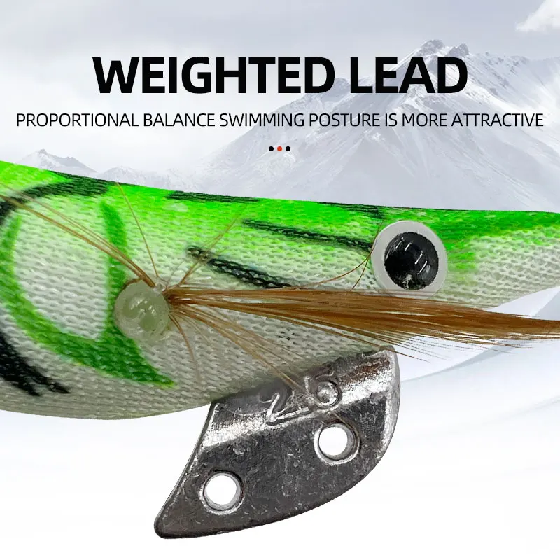 Nuevo 5 uds. De anzuelo luminoso de madera para calamar y camarones, cebo de pesca de mar con calamar de ojo grande, adecuado para todo tipo de lugares de pesca - imagen 4