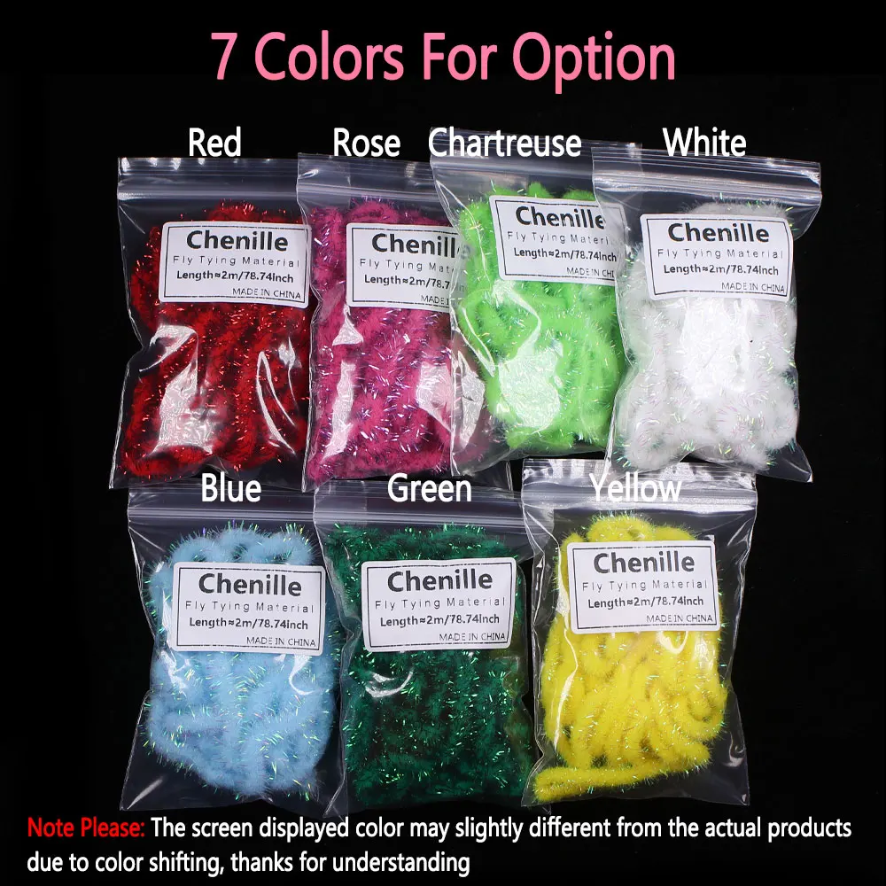 Bimoo-fregona Flash nacarada de 2m, 8 ~ 10mm de espesor, chenilla Flashabou, fregona de fibra Mylar, sanguijuela, serpentina de ninfa, Material de atado de moscas húmedas - imagen 5