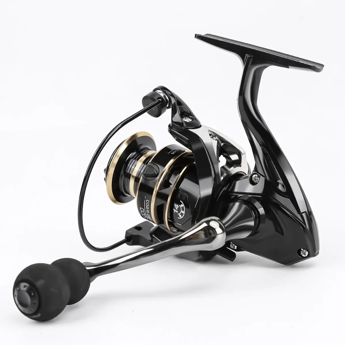 Nuevo Ruedas giratorias de oro negro, ruedas de lanzamiento de largo alcance de Metal, ruedas de poste de mar, carrete de sedal - imagen 2