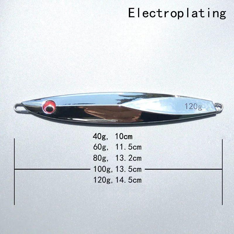 Señuelo de plantilla de Metal plateado chapado, aparejos de lubina de agua salada, cebo de pesca de mar, 1 ud., 80g100g120g150g - imagen 5