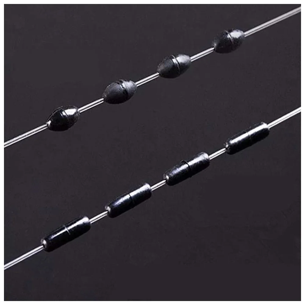 Tapón de corcho de pesca, 60 uds./10 grupos, 6 en 1, tapón de cuentas de goma negras, flotador de pesca, frijoles, flotador espacial, accesorios - imagen 3