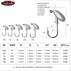 Anzuelos Jig Head TAKEDO FD12 Metal – Ranura para sangre para vinilo