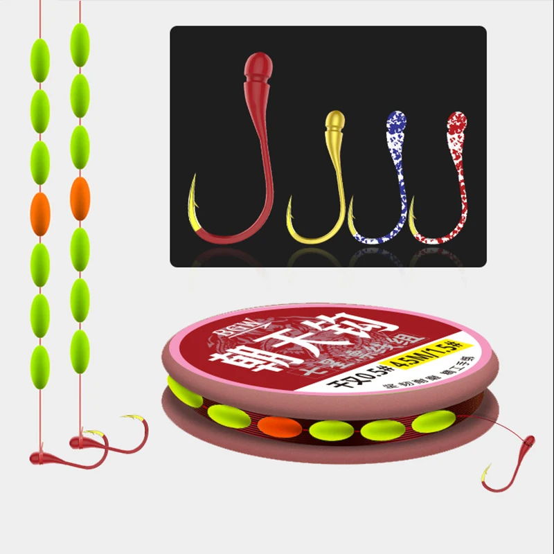 Grupo de sedal de pesca de nailon, sedal Invisible con anzuelos flotantes de siete estrellas, fuerte tensión, duradero, Linha Multifilamento - imagen 4