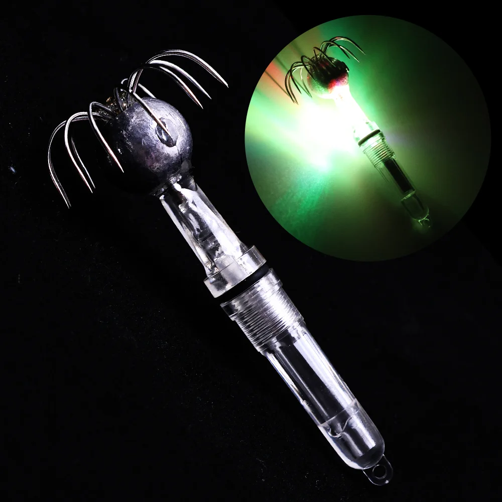 Señuelo LED calamar nocturno con plomo y gancho para profundidad - imagen 3