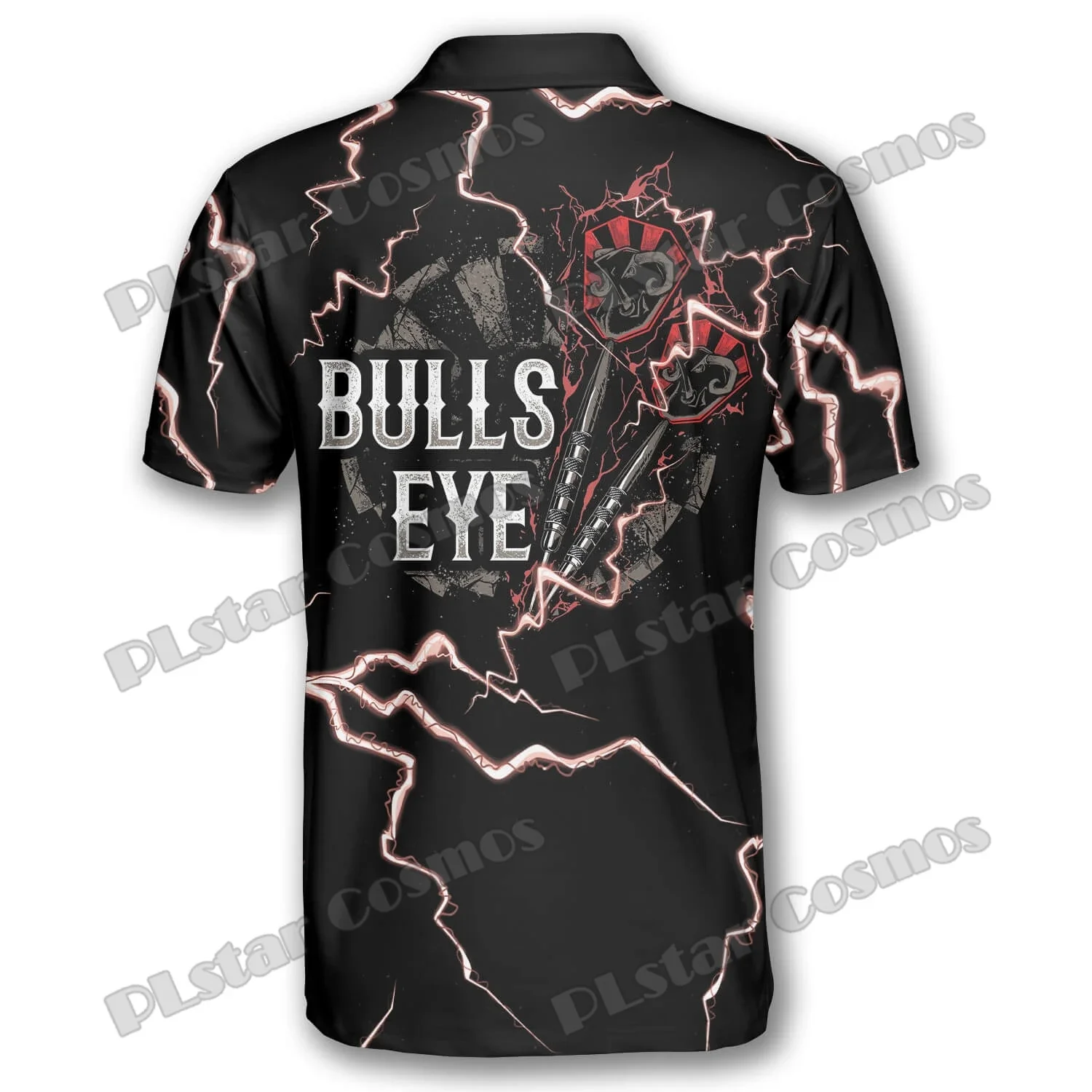 Bullseye Thunder Skull Camiseta polo casual premium 3D impresa - imagen 2