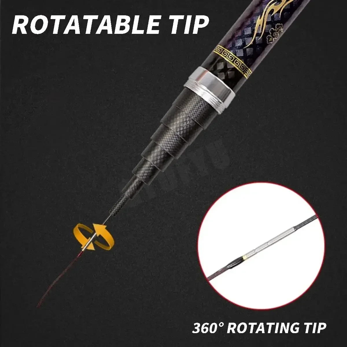 Caña de pescar telescópica de tamaño Real de alta calidad, fibra de carbono dura, súper ligera, larga, 19H, 8M, 10M, 12M, 14M, 15M, 16M - imagen 3