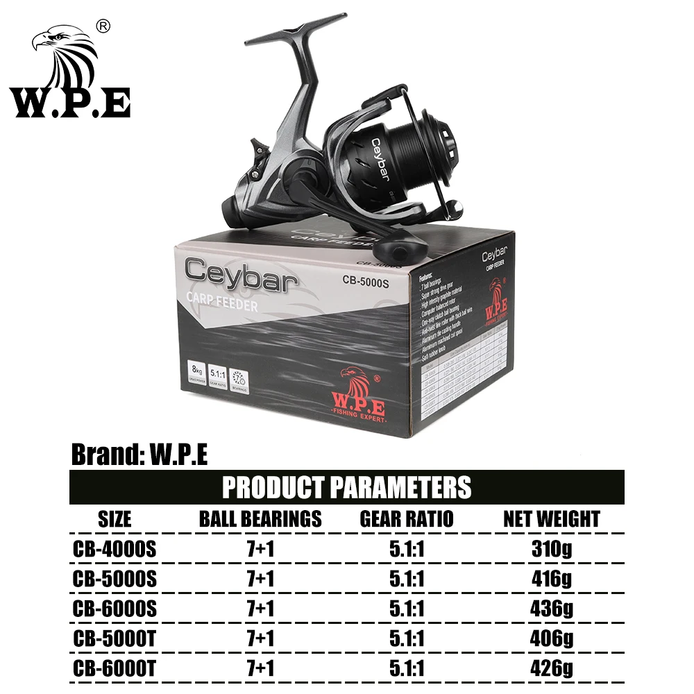 W.P.E CEYBAR-carrete de pesca giratorio 7 + 1 BBs, alta relación de transmisión 5,1: 1 4000-6000, carrete de línea de Metal completo, alimentador de carpa, aparejos de carrete de pesca - imagen 5