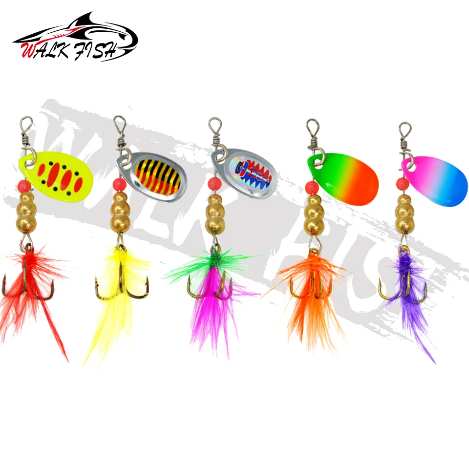 WALK FISH-señuelo de pesca de Metal, cebo giratorio de 3,5g, 4,5g, 5g, 6g, cebos duros de alta calidad, anzuelo triple, aparejos de pesca para Lucio, 5 uds. - imagen 2