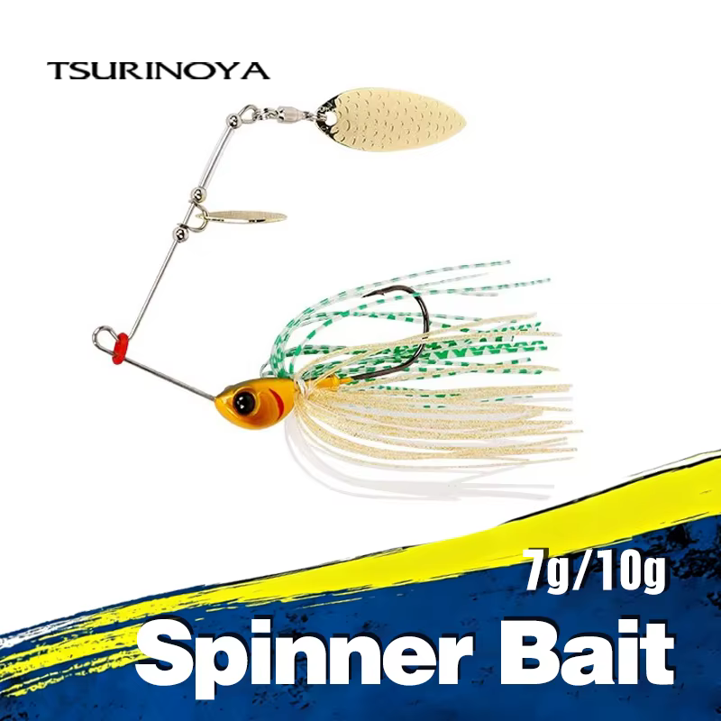 TSURINOYA señuelo giratorio metal con falda goma lentejuelas lucio