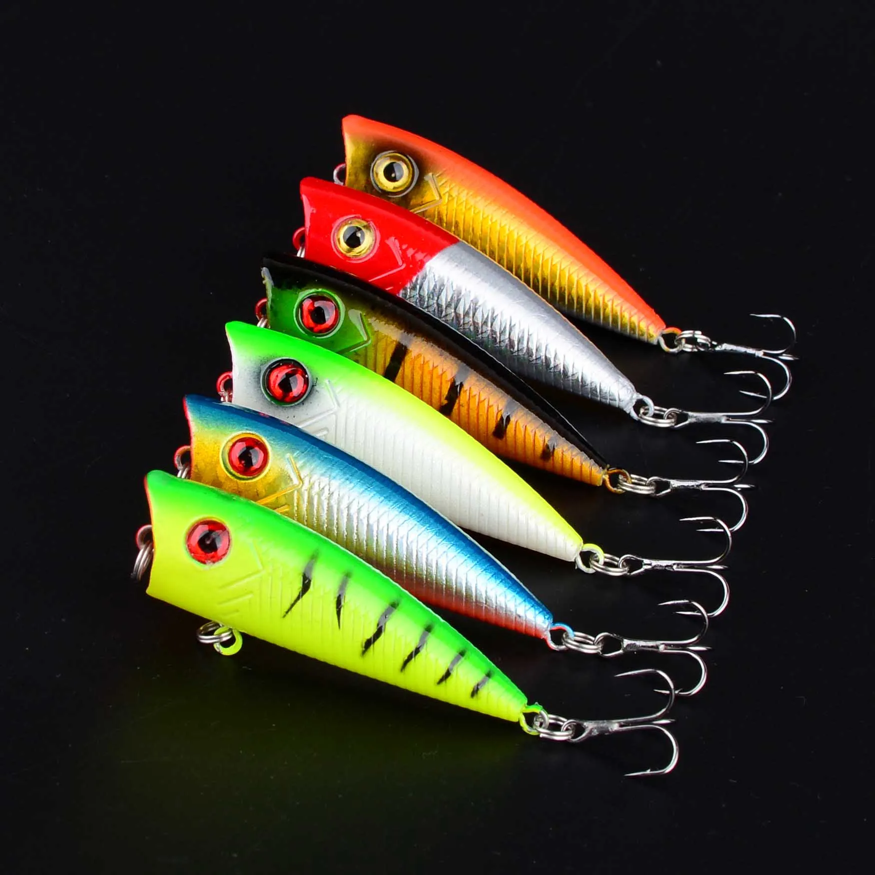 Señuelo de pesca Popper, cebo duro Topwater Crankbait, señuelos flotantes, anzuelos triples, 1 ud. - imagen 4