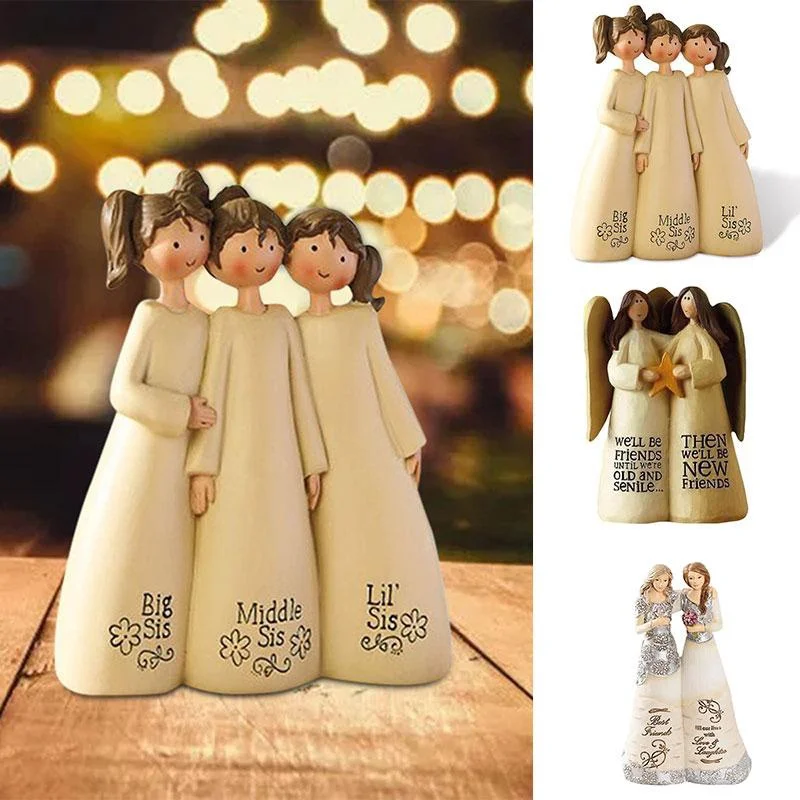 Estatuilla que celebra la amistad, decoración del hogar, estatua de Ángel de resina, decoración de hermana amiga, regalo del Día de San Valentín - imagen 4