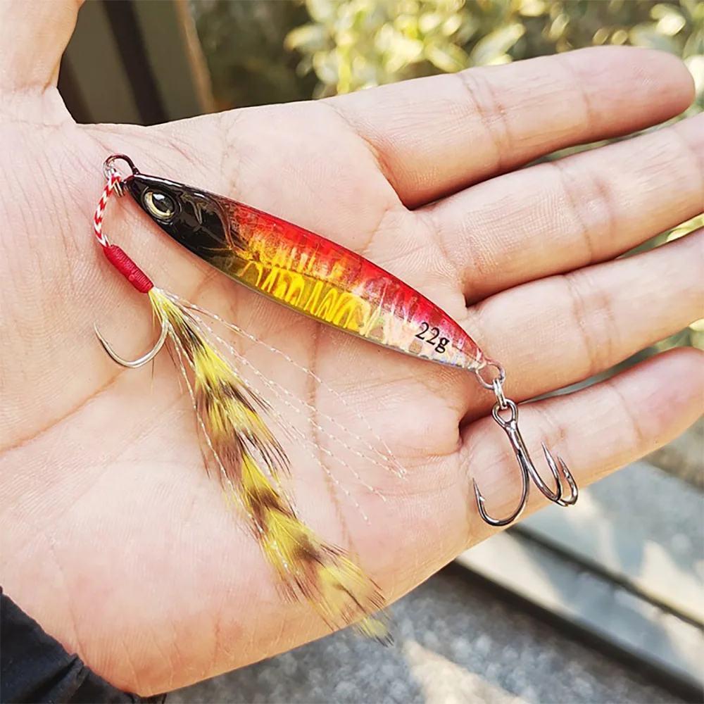 Señuelo de plantilla de Metal, 10g, 22g, 28g, Spinner, hoja simétrica inversa, Popper, lápiz que se hunde, aparejos de Pesca giratorios, anzuelo Swimbait, cebo de Pesca - imagen 5