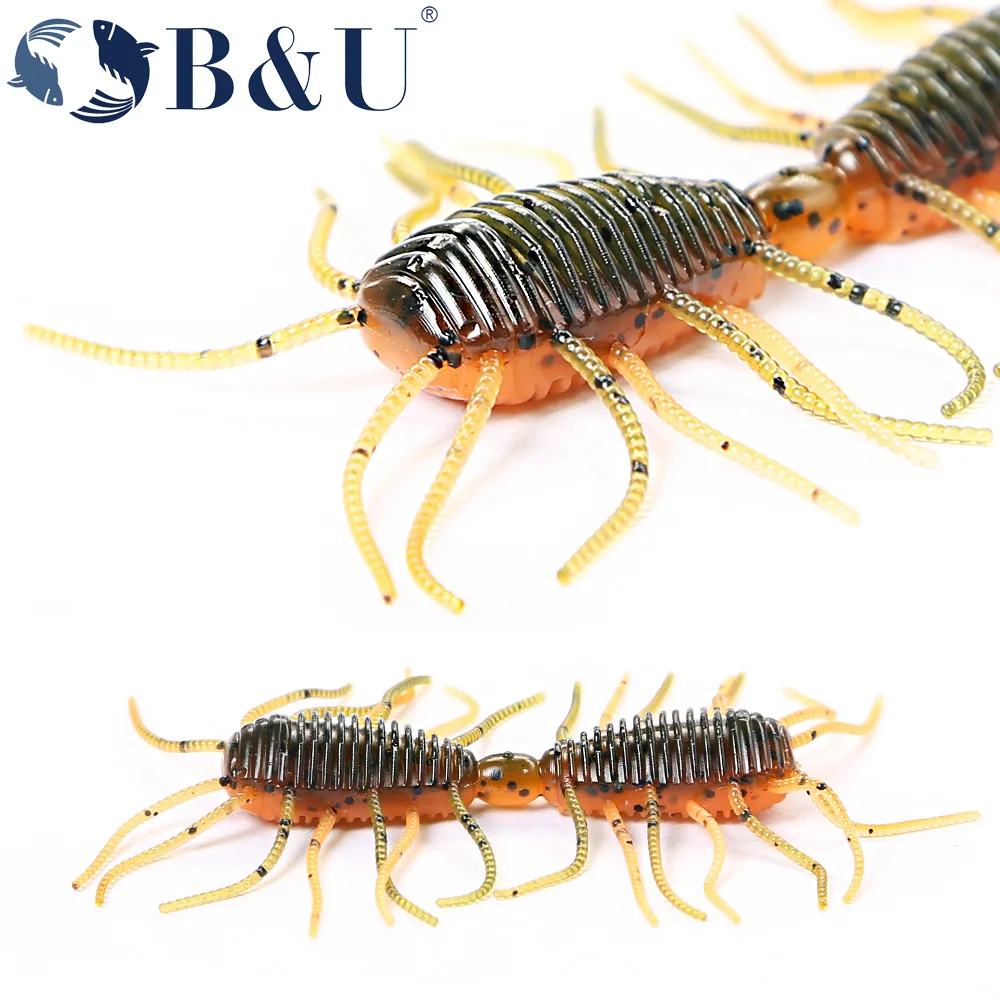B & U-señuelo suave de gusano de hundimiento lento, 51mm, larva de insectos, Swimbaits blandos, cebos para insectos de criatura de silicona, Wobblers, señuelo de pesca - imagen 4
