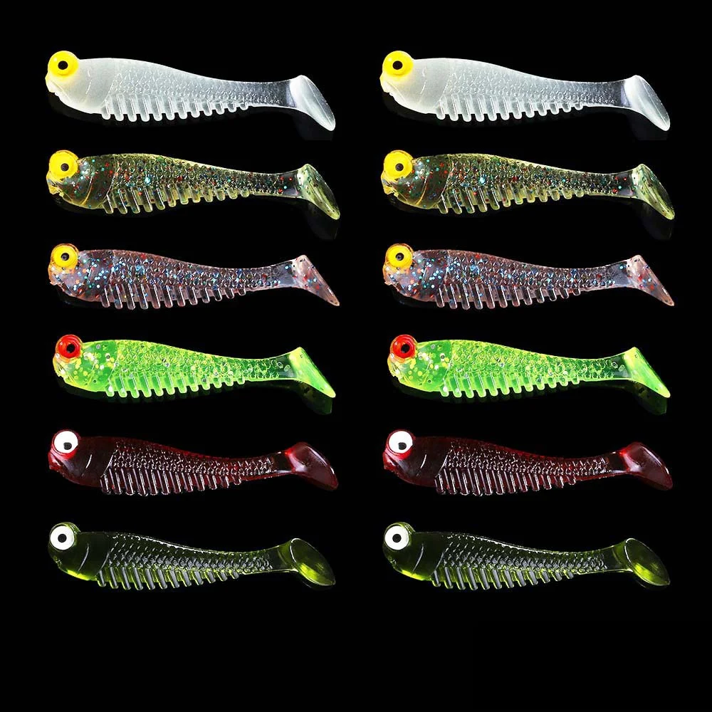 FLYSAND-señuelo de pesca Artificial en forma de pez, cebo de silicona suave de 5cm, 10 unids/bolsa - imagen 4