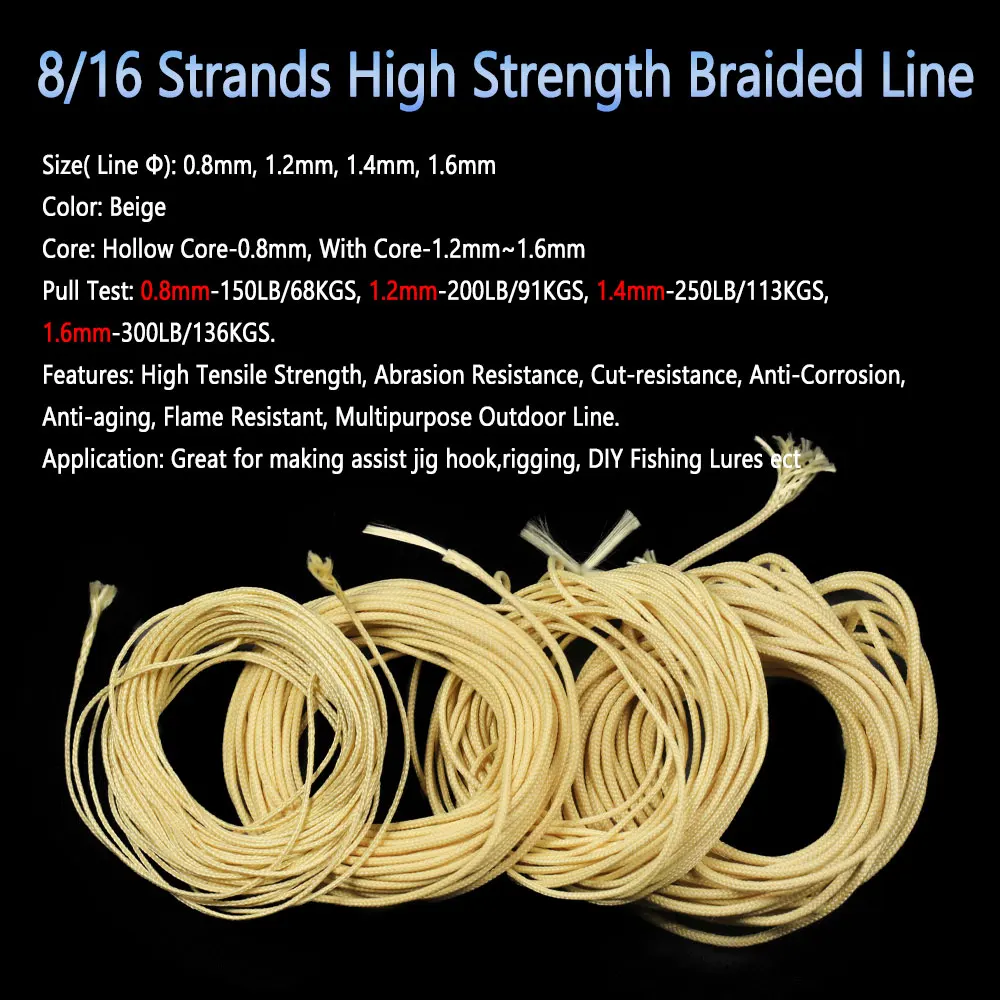 Bimoo-sedal de pesca trenzado de alta resistencia, hilo de asistencia de núcleo hueco fuerte para encuadernación, accesorios de anzuelo de Jigging, 150LB ~ 300LB - imagen 2