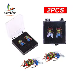 WEIHE 2 uds 3-1S caja de 2 piezas ojo compuesto cabeza verde mosca 8,6g12 #   Anzuelo volador Luya