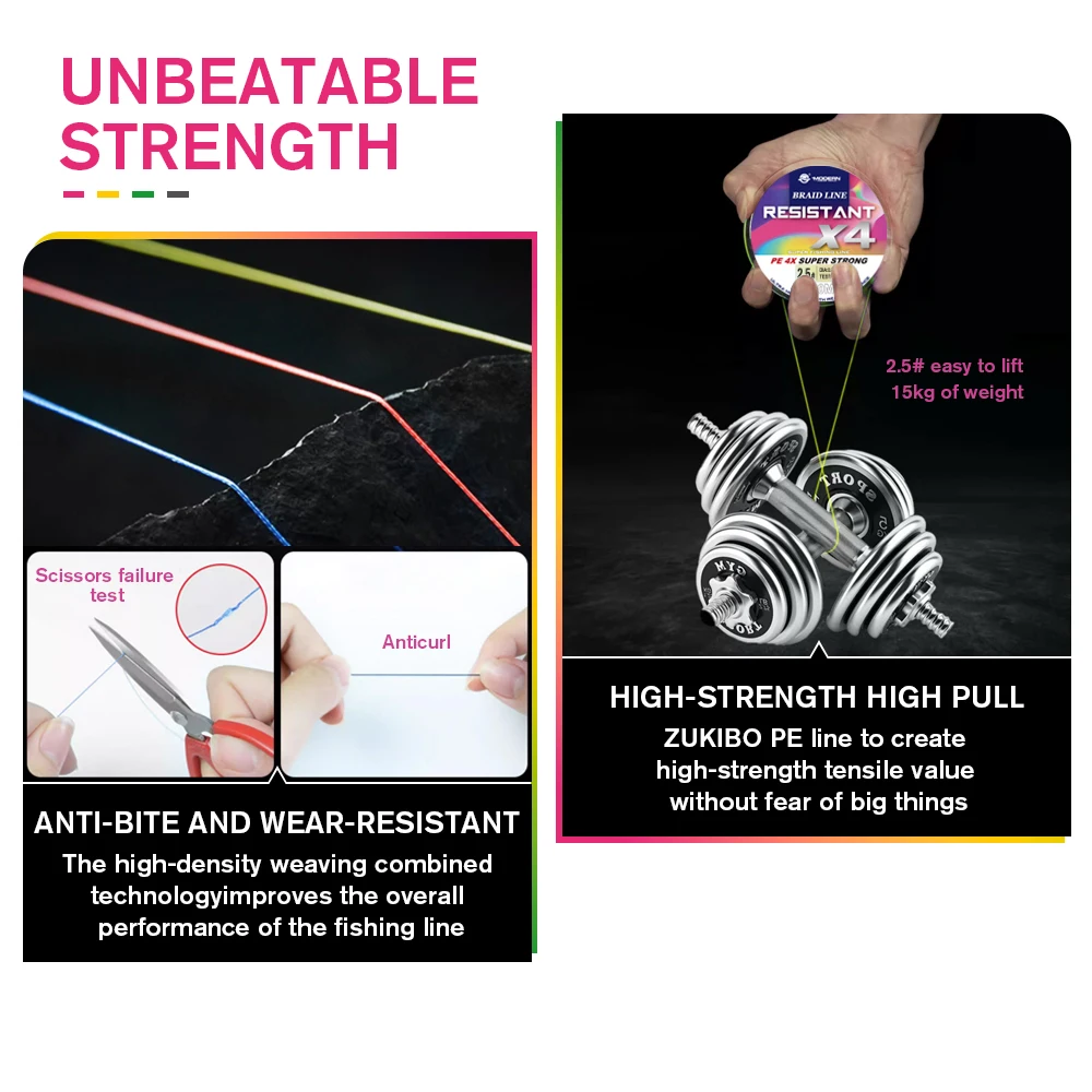 ZUKIBO-sedal de pesca de PE trenzado, 2 uds., extremadamente fino, 4 hebras, alambre de 300M, multifilamento fuerte, duradero, herramienta de línea de agua salada marina para carpa - imagen 5
