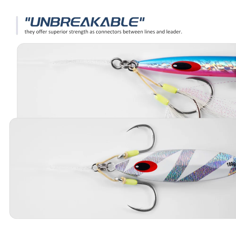 Noeby-anzuelos de conexión para agua salada, aparejos de pesca de 50 piezas, anillo sólido inoxidable de alta resistencia, 335kg - imagen 3