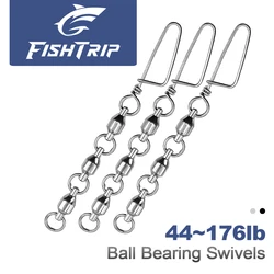 Conector giratorio de pesca FishTrip, tres filas de acero inoxidable, rodamiento giratorio de alta velocidad con pasadores curvos, aparejos de pesca