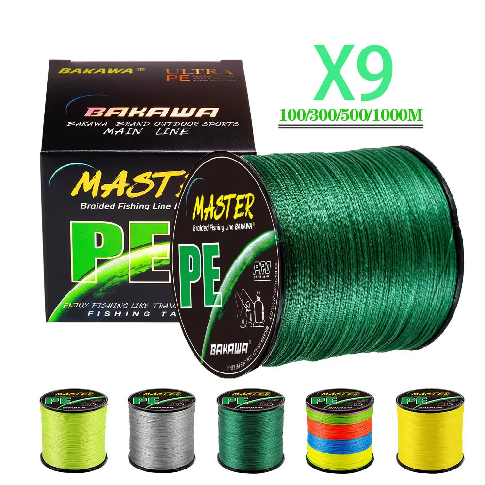 BAKAWA-sedal trenzado de 9 hebras, hilo de Pesca de 300M, 500M, 1000M, multifilamento, para carpa, Japa, PE, para agua salada - imagen 3